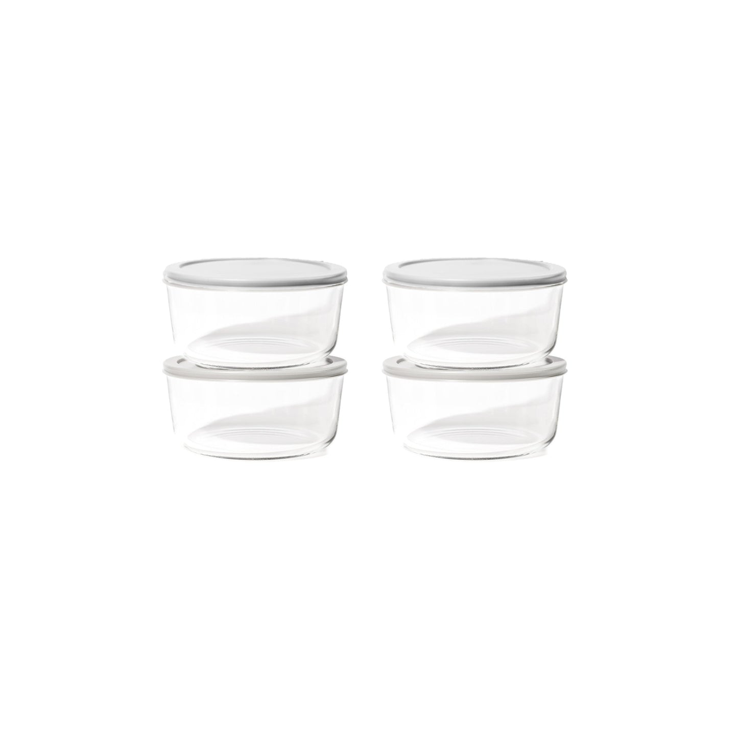 8 Piece Set (6.55 Cup / 52.4Oz) Round Glass Storage Containers With Lids, Grey-0