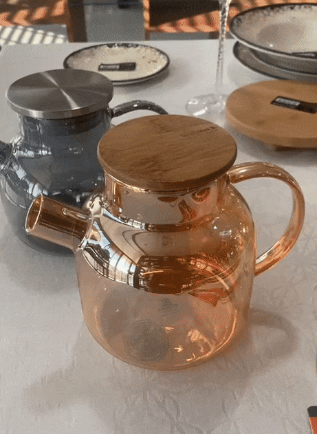 Smoky Grey Thermo Glass Teapot 54 Fl Oz | High temperature and shock resistant-1