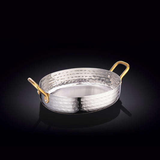 OVAL FRY PAN WITH 2 SIDE GOLD HANDLES 6.25" X 5" X 1.5" | 16 X 13 X 3.8 CM-0