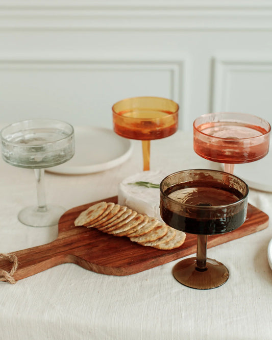 Handblown Hammered Coupe Cocktail Glass Pair-1