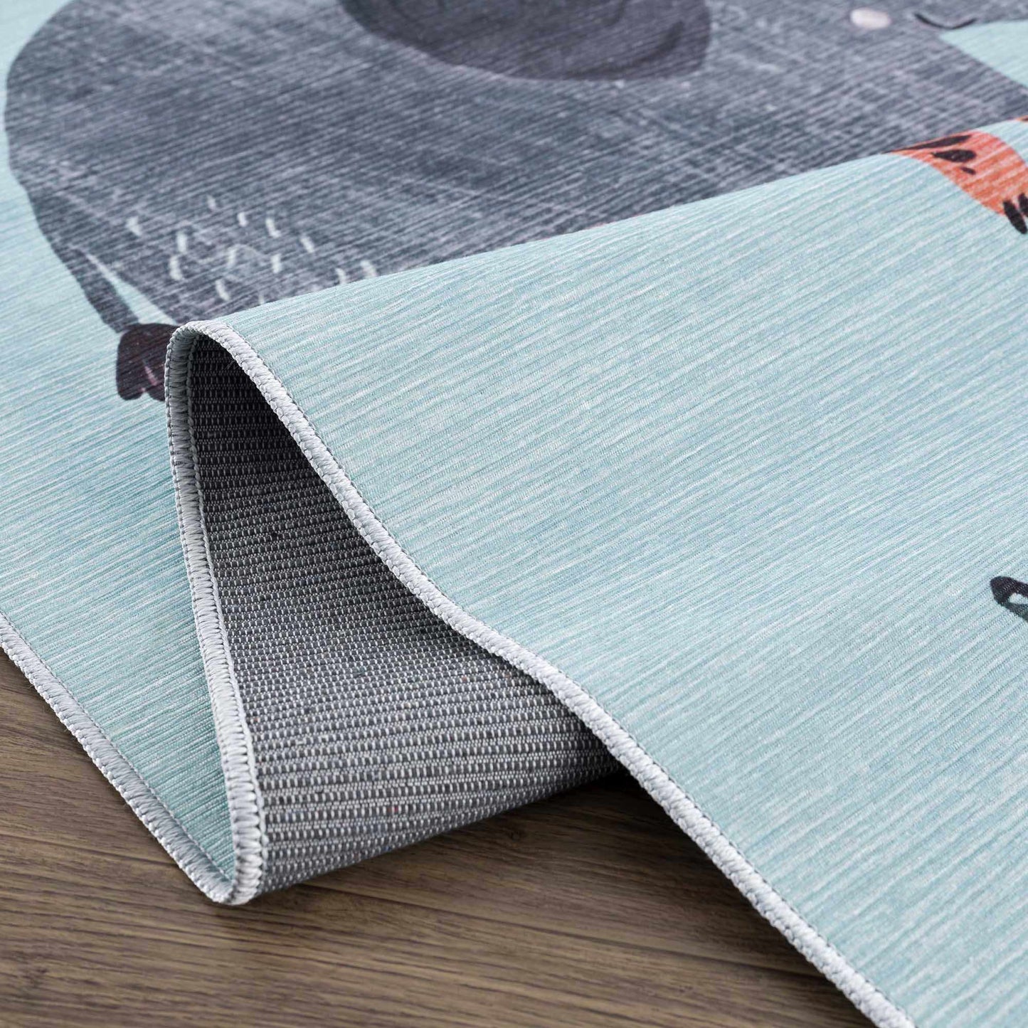 Petey Blue Animal Print Washable Kids Rug - Clearance-4