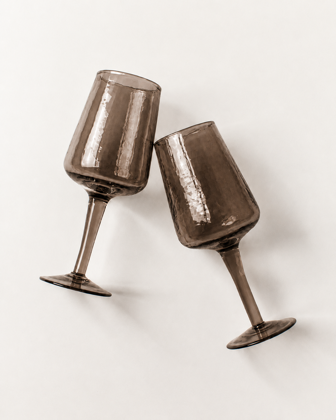 Pair of Handblown Hammered Wine Glasses-7