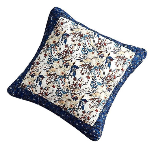 Tache Cotton Patchwork White Blue Yellow Brown Floral Prairie Sunset Cushion Cover 2-Pieces (JHW-887)-1