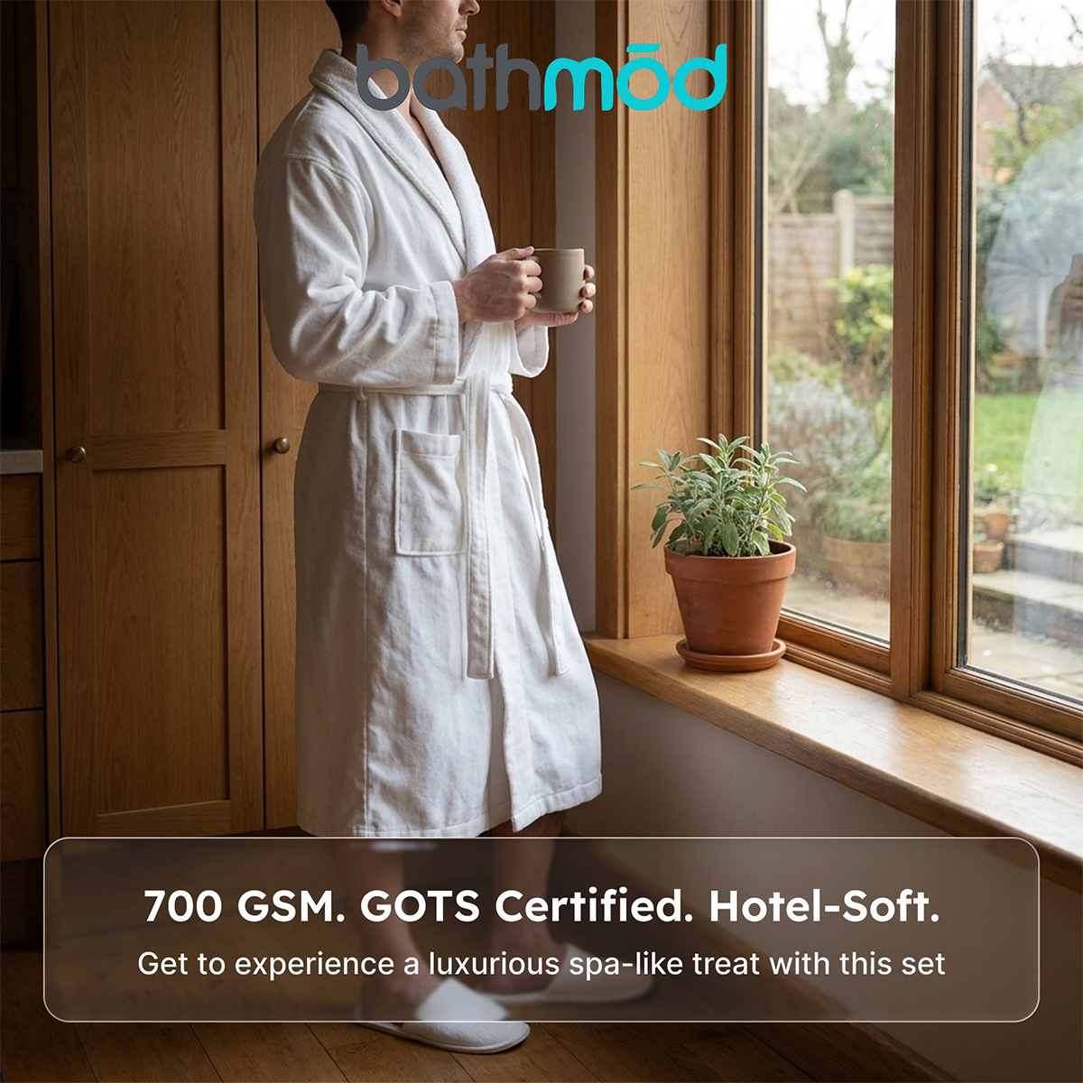 Luxury Organic Bathrobe & Slipper Set-4