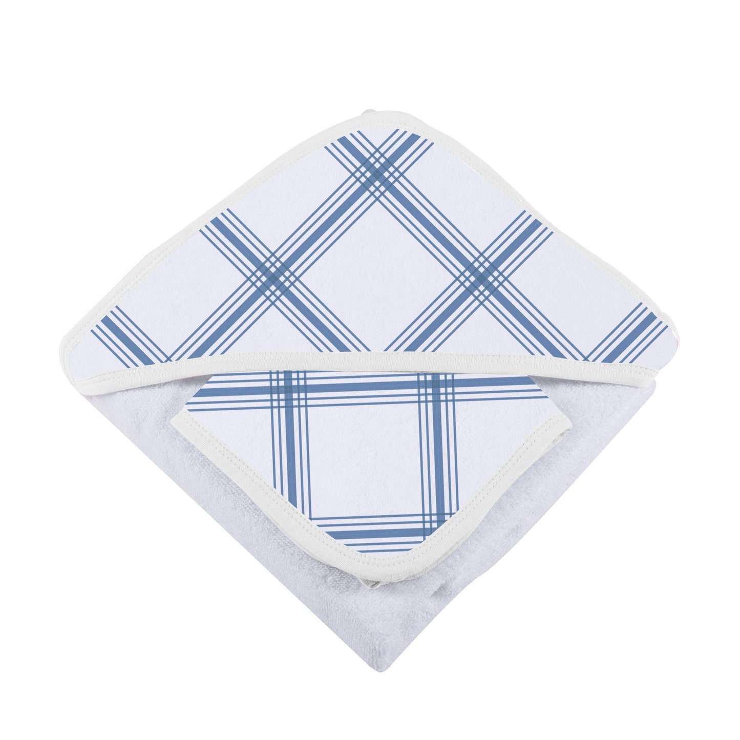 Blue Buffalo Check Plaid Hooded Towel and Washcloth Set-4