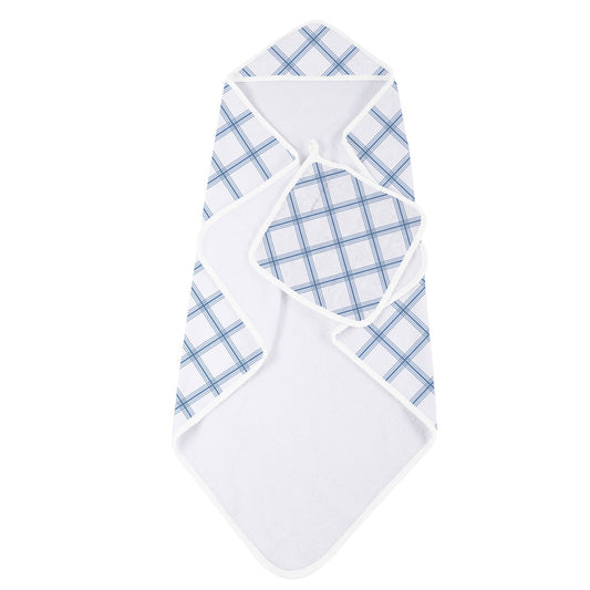 Blue Buffalo Check Plaid Hooded Towel and Washcloth Set-1