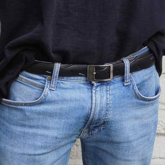 Slim Recycled Tyre Vegan Biker Belt-1