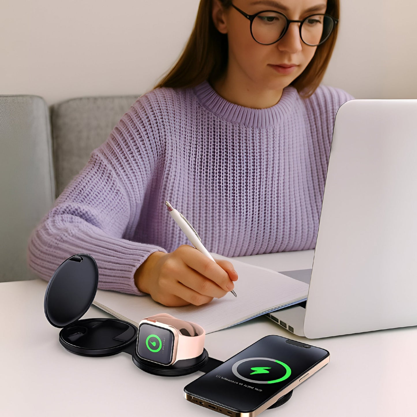 Complete Wireless Charging & Comfort Bundle – Sip & Charge 2-in-1 Mug Warmer + 5-in-1 Folding Charging Station-4