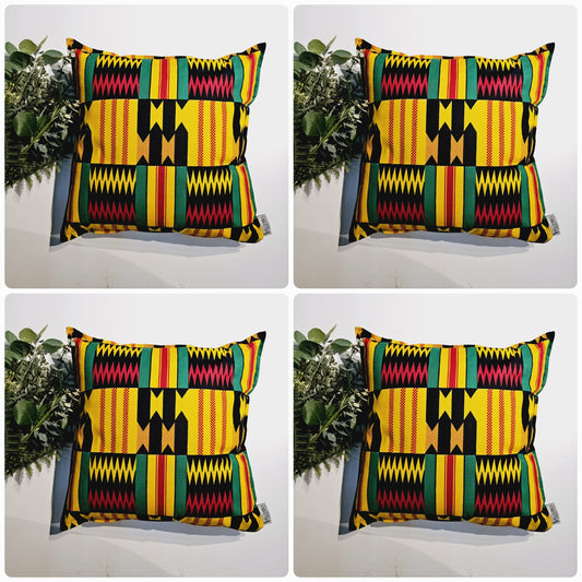 Set of 2 | 4 Cushion Covers | 40x40cm | 100% Cotton Wax Ankara Fabric-1