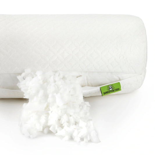 White Bamboo Bolster Pillow – Essentials (Memory Foam, Adjustable, 18x8 in)