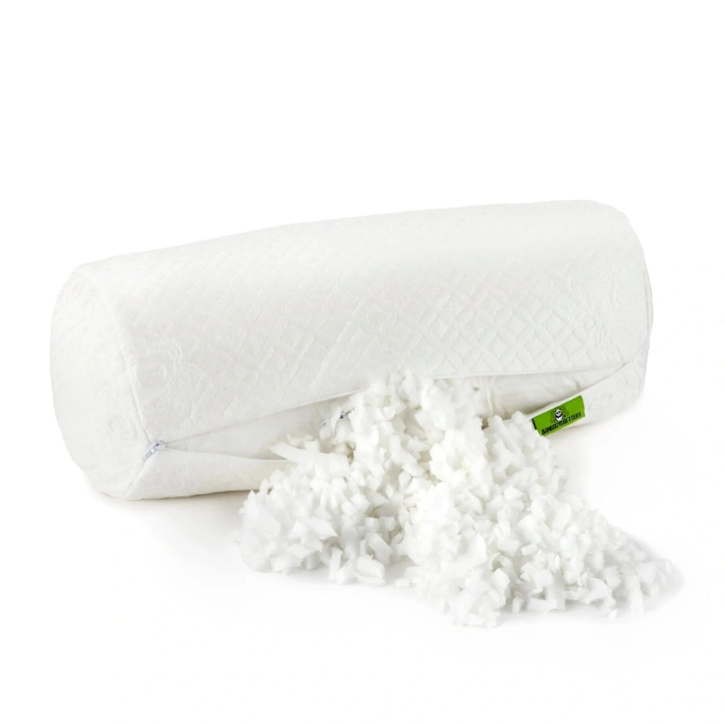 White Bamboo Bolster Pillow – Essentials (Memory Foam, Adjustable, 18x8 in)