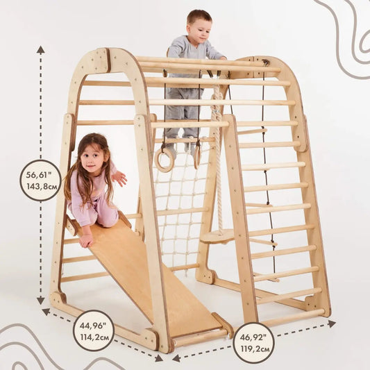 Indoor Wooden Playground for Children - 6in1 Playground + Swings Set + Slide Board-1