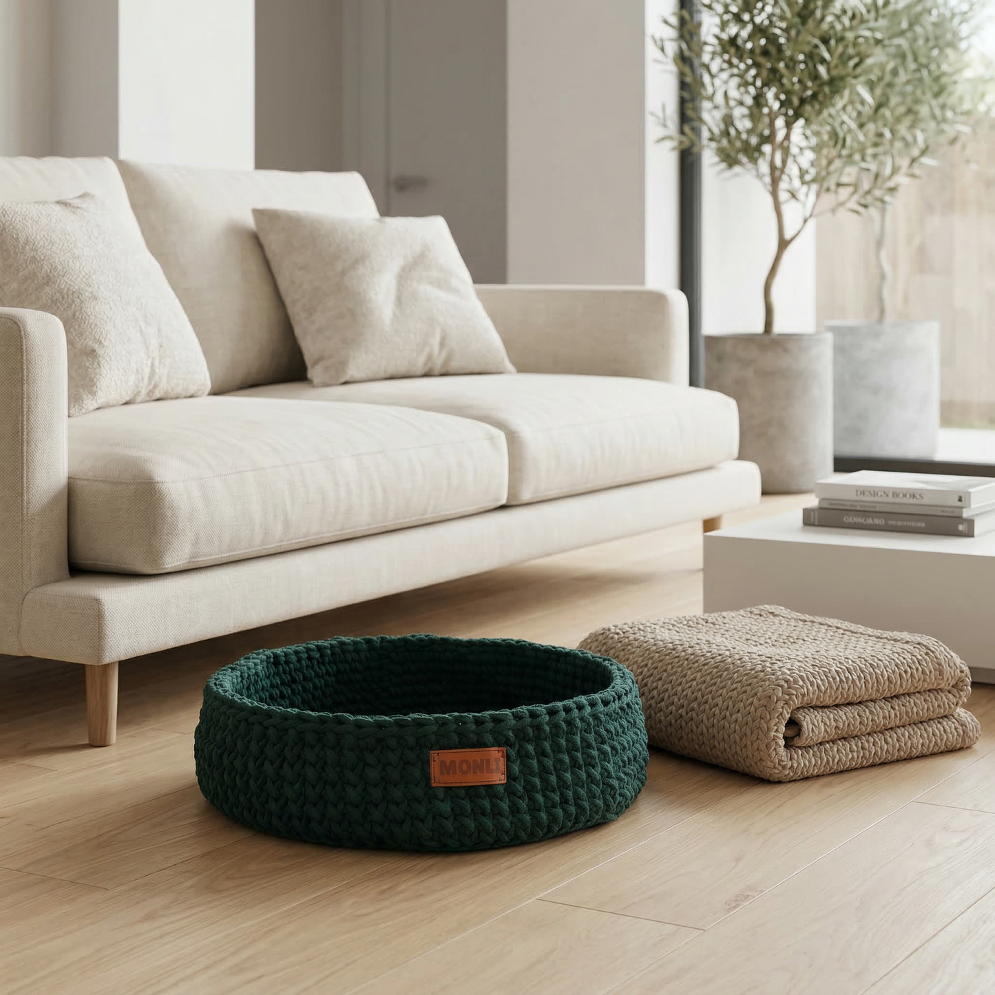 Handcrafted Cotton Pet Bed | Forest Green-2