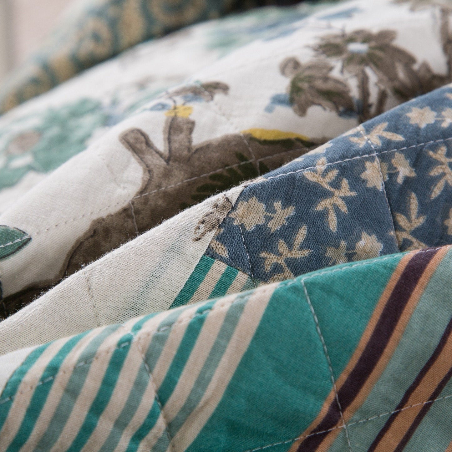 Tache Cotton Forest Glade Quilted Patchwork Bedspread Set (JHW-650)-4