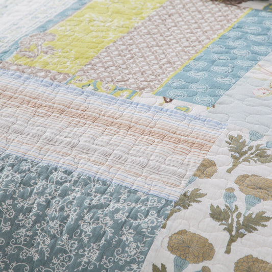 Tache 2-3 Piece Cotton Sky Breeze Pastel Blue Patchwork Quilt Set (JHW-684)-1