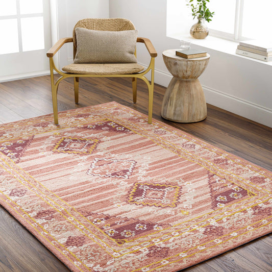 Alena Peach Wool Blend Area Rug - Clearance-1
