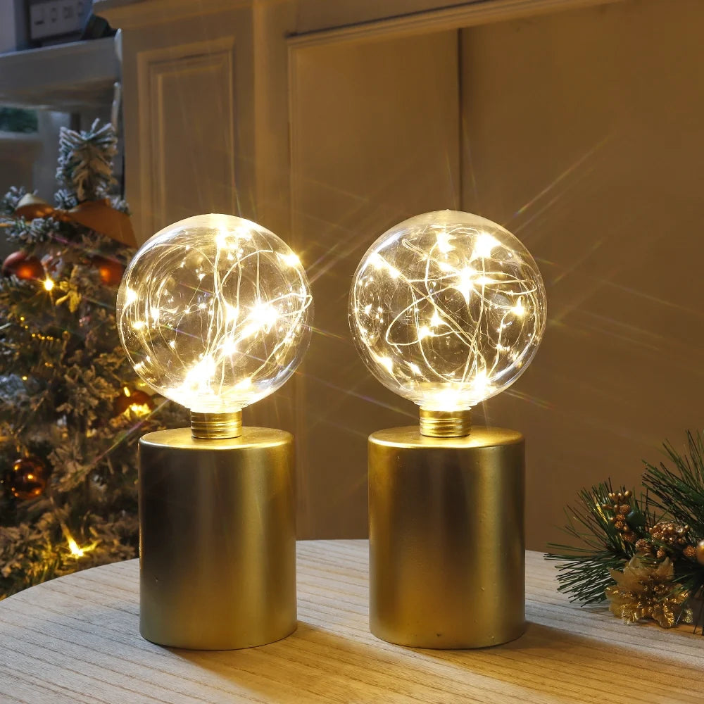 8" Tall Gold Battery Powered Table Lamp(Set of 2 )-4