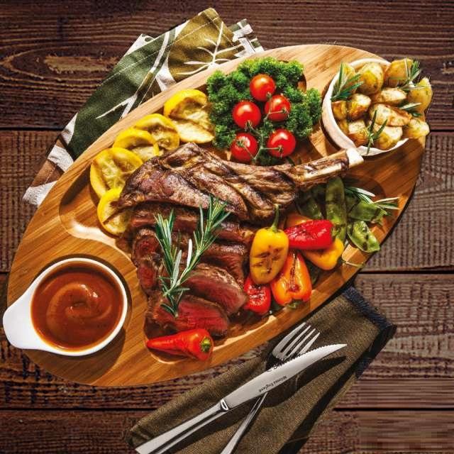 Bamboo 3 Section Platter 18" inch X 10" inch |For Appetizers / Barbecue / Burger Sliders-0