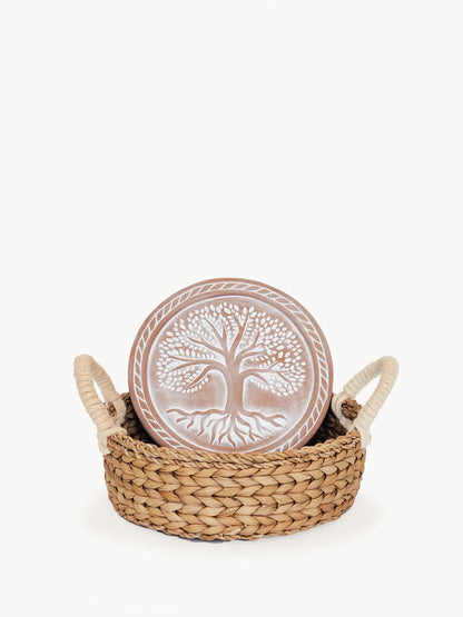 Bread Warmer & Basket - Tree of Life Round-3