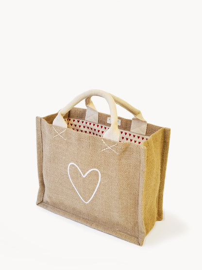 Jute Canvas Gift Bag - Love (S)-0
