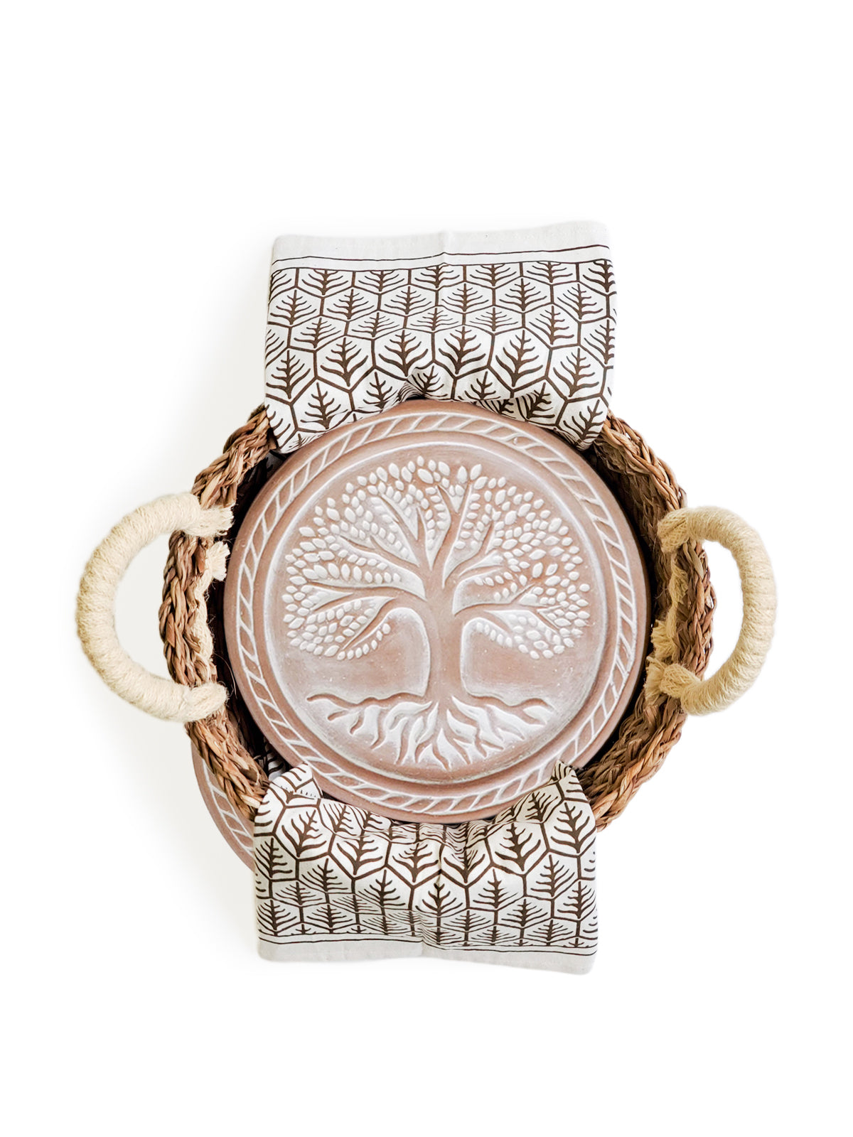 Bread Warmer & Basket Gift Set with Tea Towel - Tree of Life Round-5