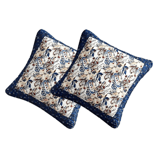 Tache Cotton Patchwork White Blue Yellow Brown Floral Prairie Sunset Cushion Cover 2-Pieces (JHW-887)-0