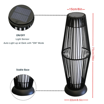 2 Piece Solar Powered Lantern Wicker Solar Patio Lamp-2