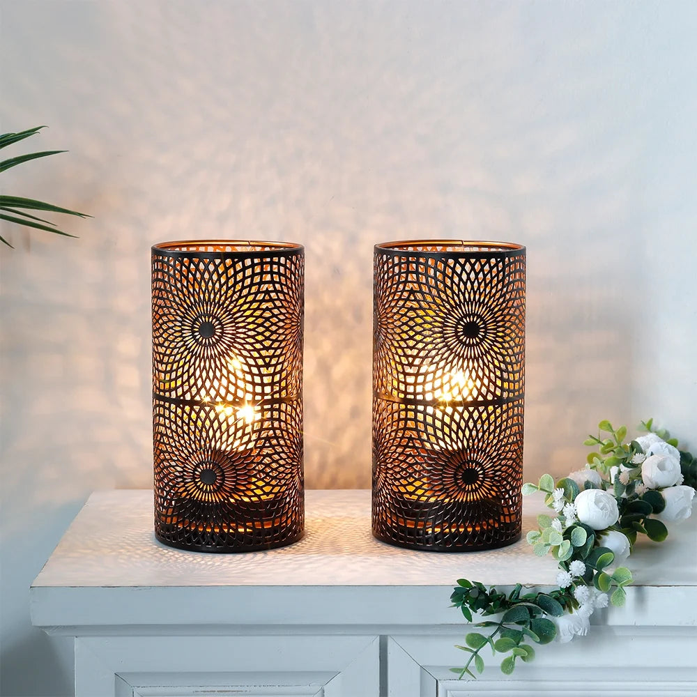 Set of 2-7.5"H Black Table Metal Lamps-0