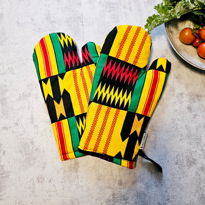 Set of 2 Oven Gloves | African Print 100% Cotton Fabric-0