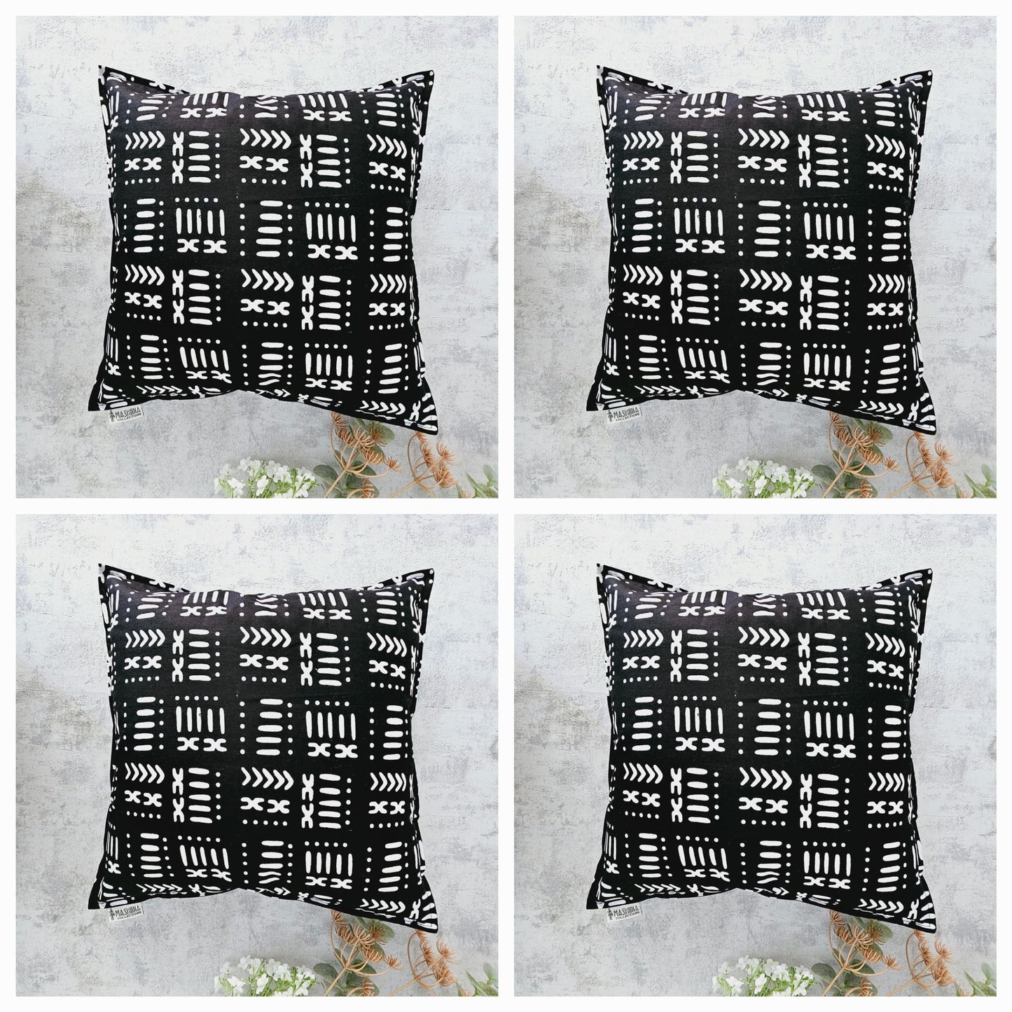 Set of 2 | 4 Cushion Covers |40x40cm | 100% Cotton Wax Ankara Fabric-0
