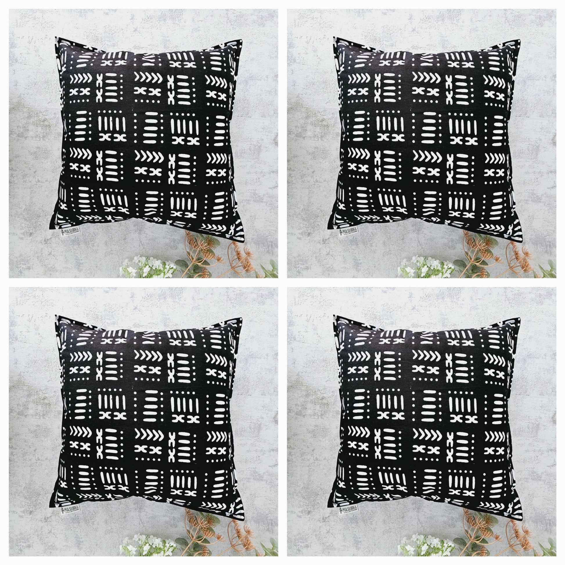 Set of 2 | 4 Cushion Covers |40x40cm | 100% Cotton Wax Ankara Fabric-0