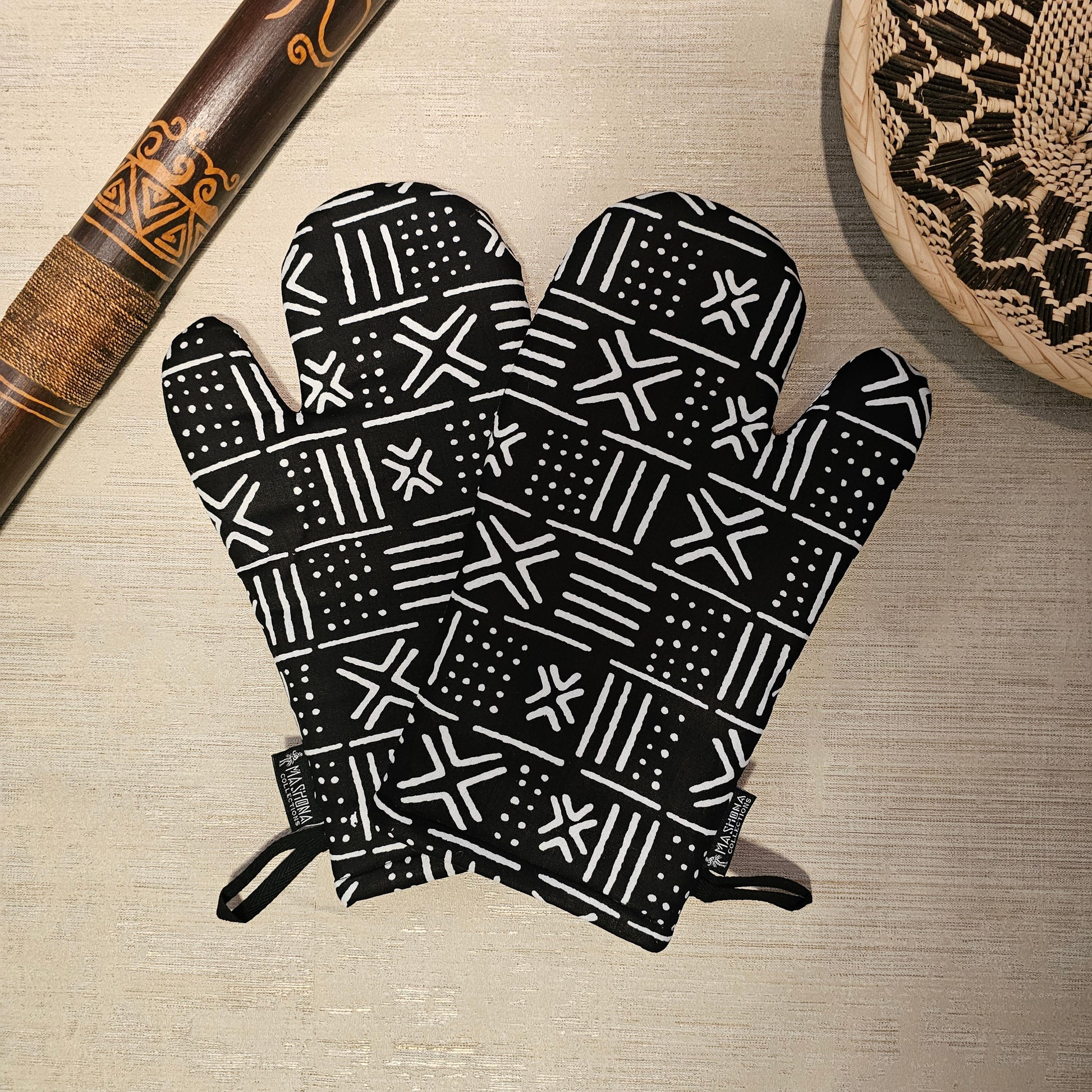 Apron and Matching Oven Gloves Set | 100% Cotton African Print Fabric-1