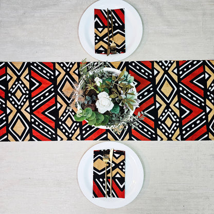 Table Runner and Set of 8 Napkins |  100% Cotton African Print Fabric-0