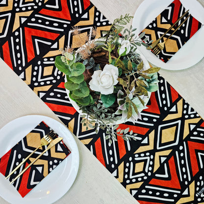 Table Runner and Set of 8 Napkins |  100% Cotton African Print Fabric-1