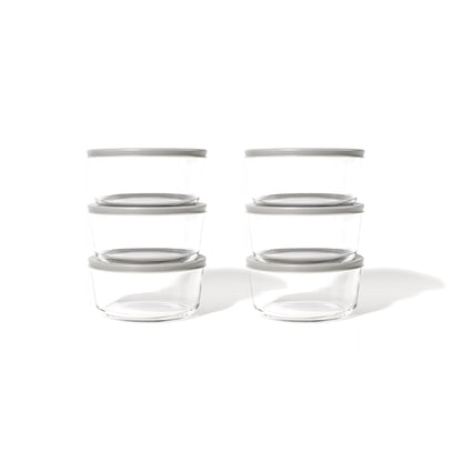 12 Piece Set (2 Cup / 16Oz) Round Glass Storage Containers With Lids, Grey-2