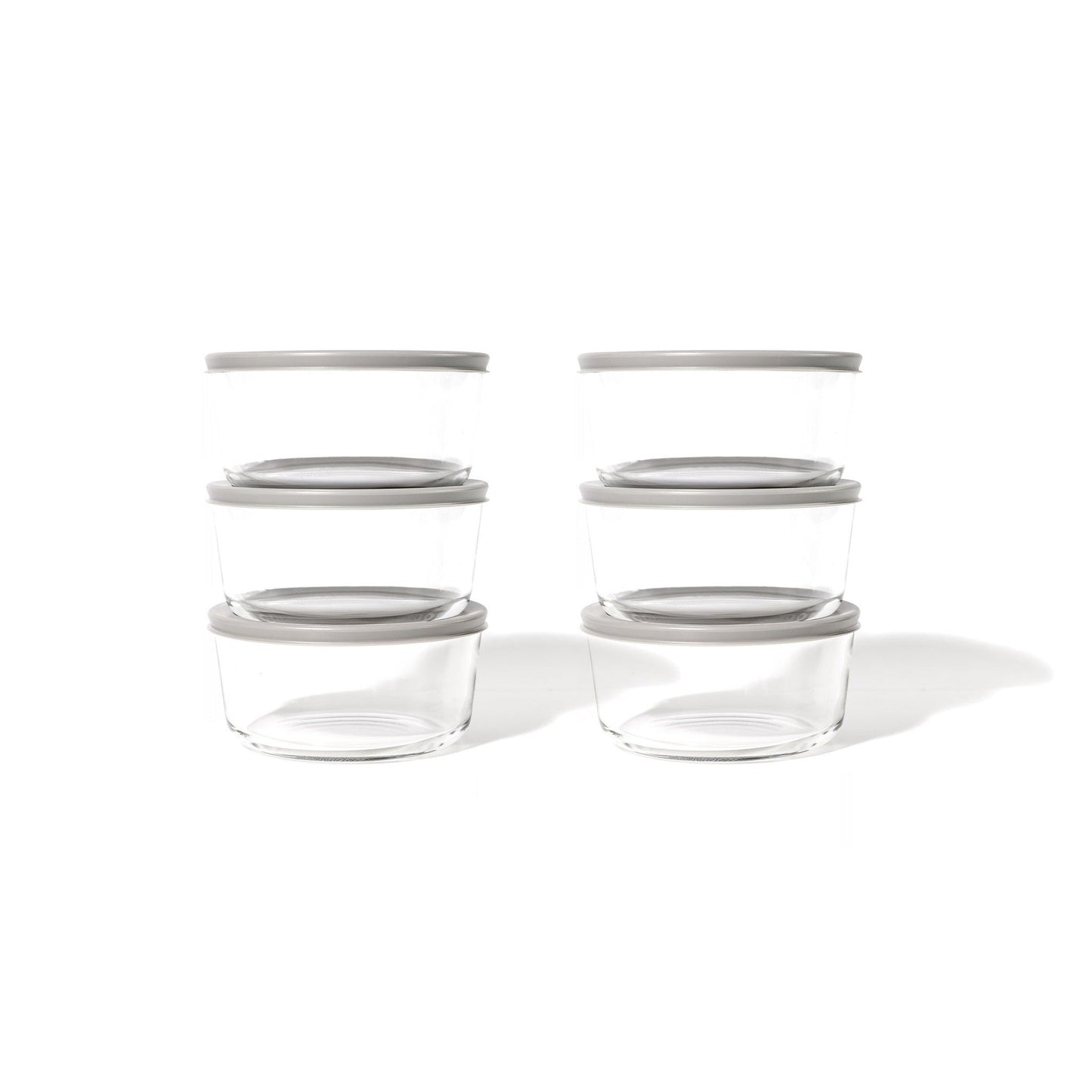 12 Piece Set (4 Cup / 32Oz) Round Glass Storage Containers With Lids, Grey-2