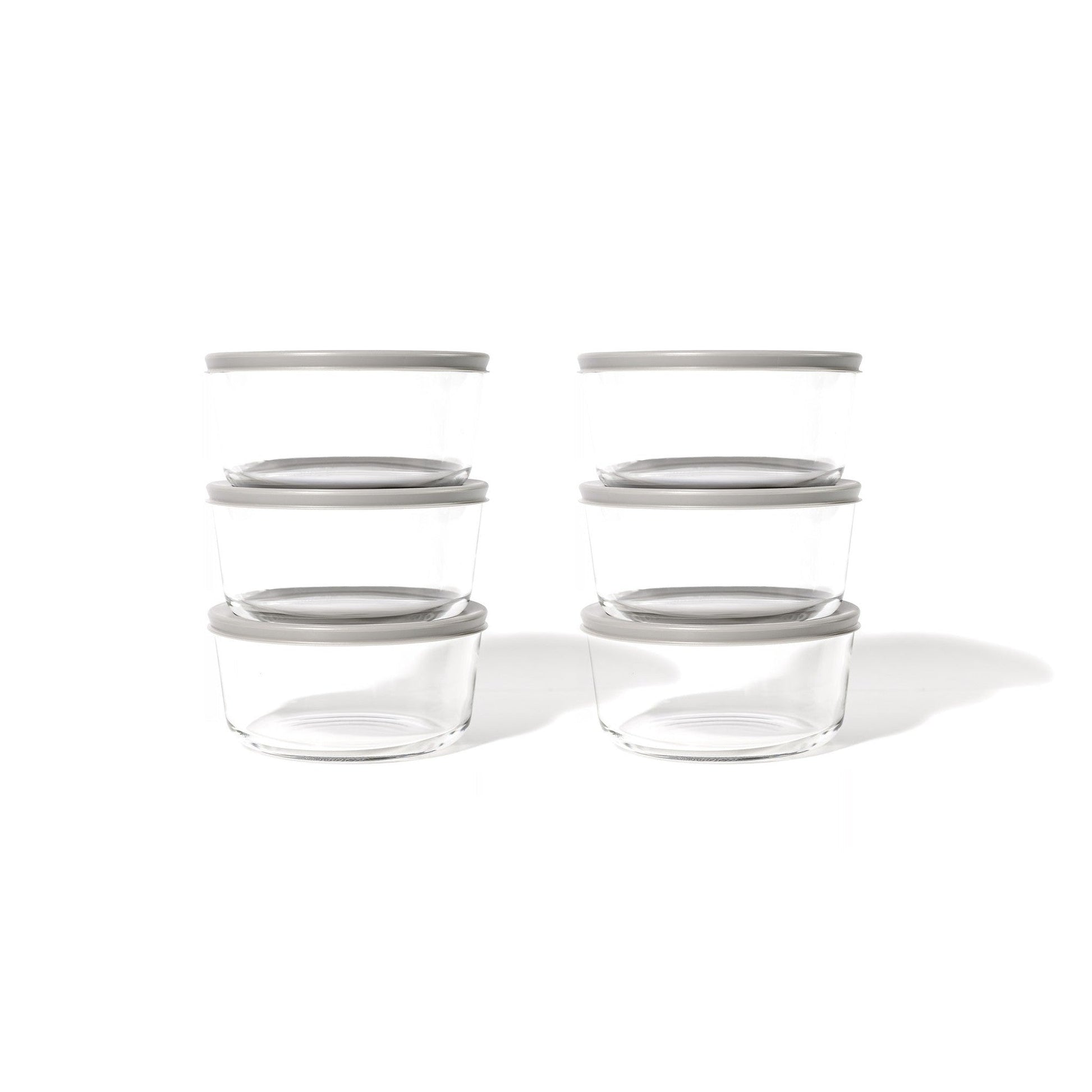 12 Piece Set (4 Cup / 32Oz) Round Glass Storage Containers With Lids, Grey-2