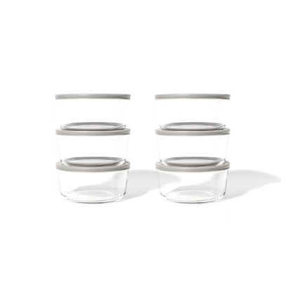 12 Piece Set (4 Cup / 32Oz) Round Glass Storage Containers With Lids, Grey-2