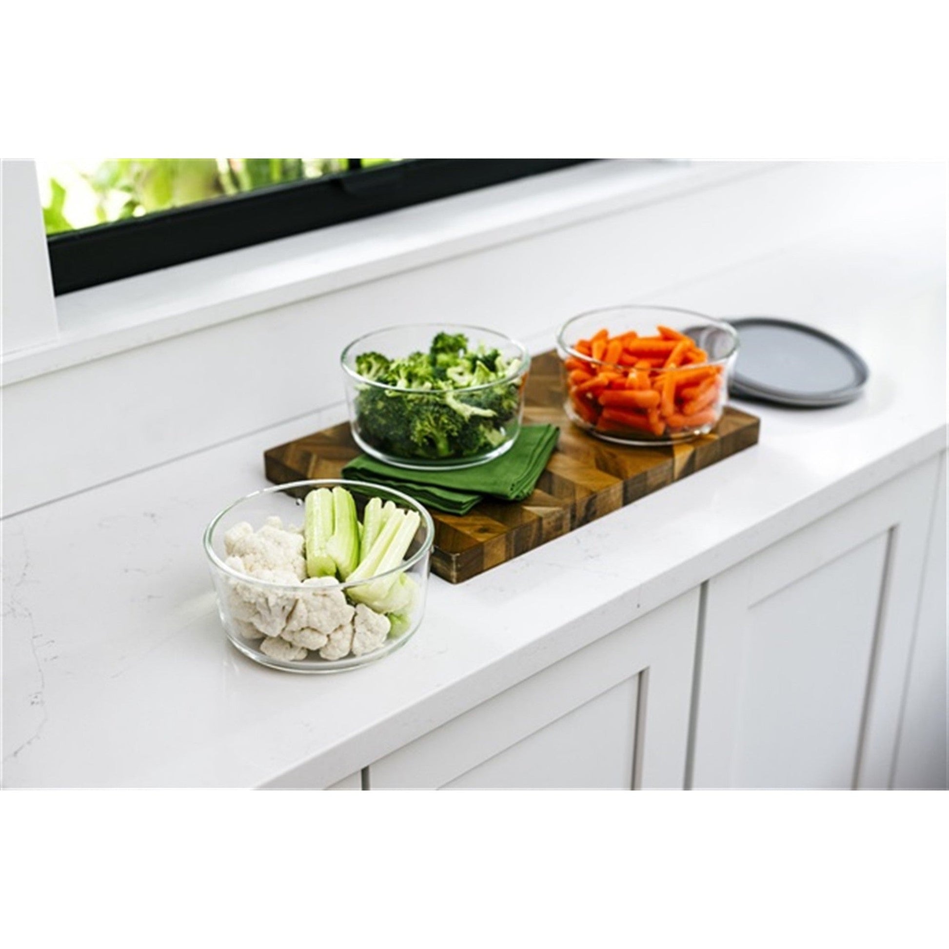 12 Piece Set (4 Cup / 32Oz) Round Glass Storage Containers With Lids, Grey-3