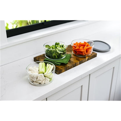 12 Piece Set (4 Cup / 32Oz) Round Glass Storage Containers With Lids, Grey-3