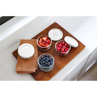 16 Piece Set (7Oz) Round Glass Storage Containers With Lids, White-3