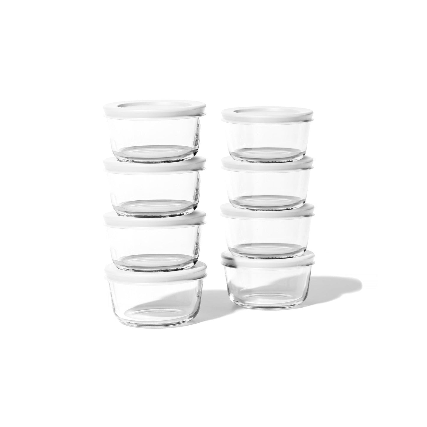 16 Piece Set (7Oz) Round Glass Storage Containers With Lids, White-4