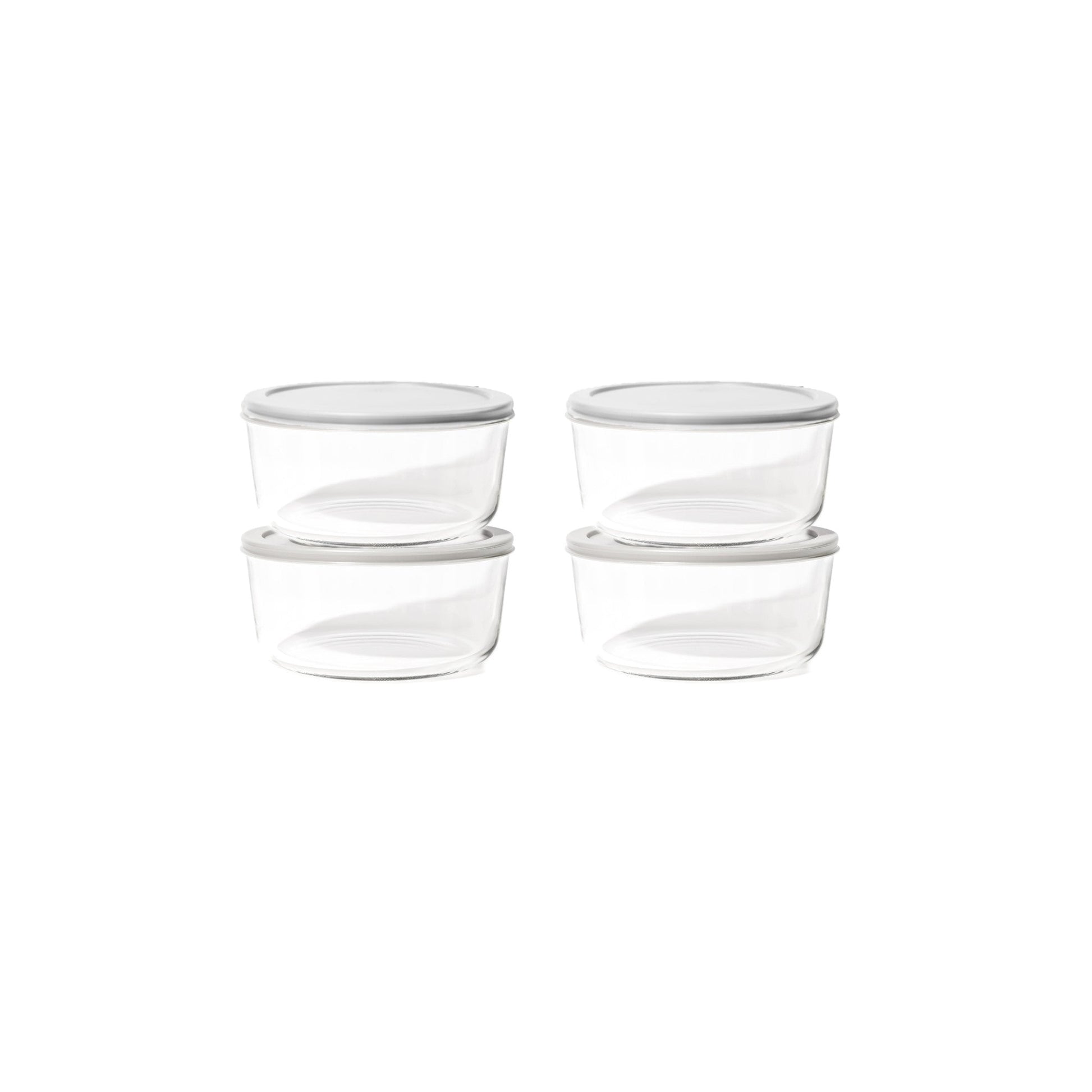 8 Piece Set (6.55 Cup / 52.4Oz) Round Glass Storage Containers With Lids, Grey-0