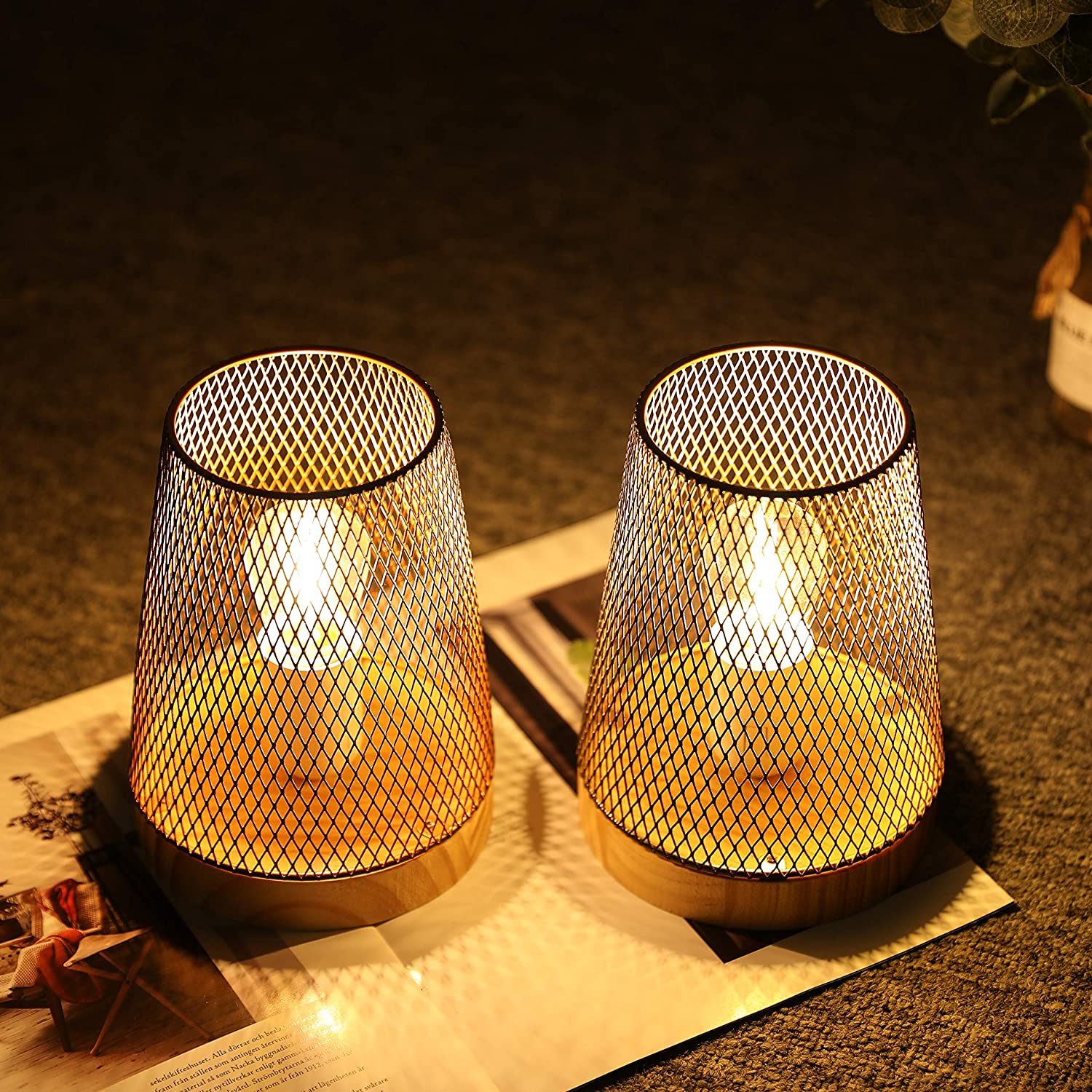 7.5''High Battery Powered Metal Mesh Table Lamp（Set of 2）-2