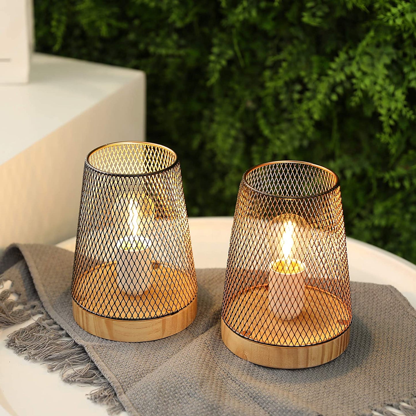 7.5''High Battery Powered Metal Mesh Table Lamp（Set of 2）-3