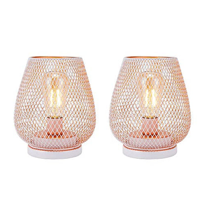 6.7'' Tall Metal Cage Shape Cordless Table Lamp Battery Lanterns (Set of 2)-3