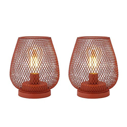 6.7'' Tall Metal Cage Shape Cordless Table Lamp Battery Lanterns (Set of 2)-2