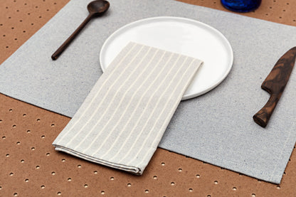 Cloth Napkins - Grey Striped and Natural Striped-0