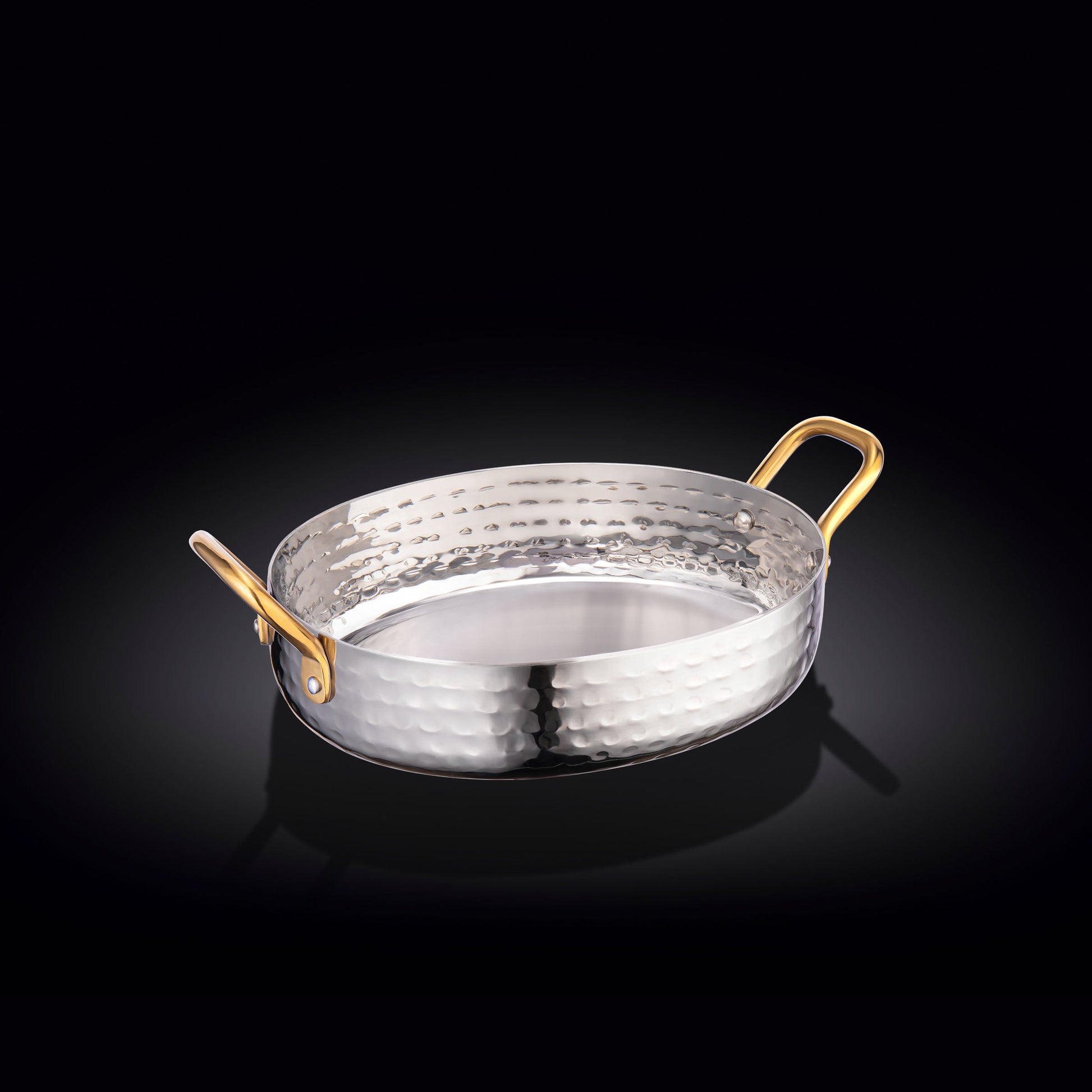 OVAL FRY PAN WITH 2 SIDE GOLD HANDLES 6.25" X 5" X 1.5" | 16 X 13 X 3.8 CM-0