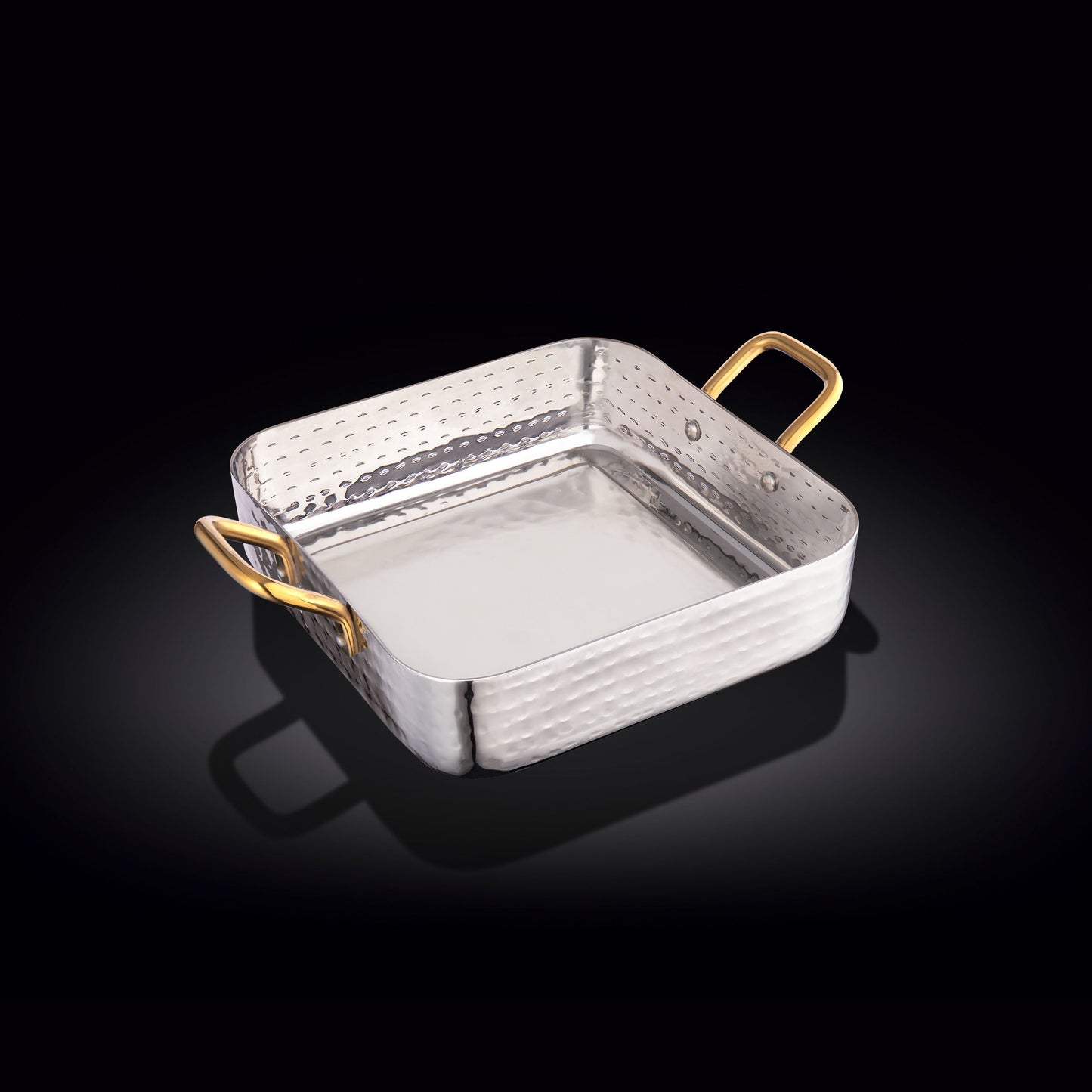 SQUARE FRY PAN WITH 2 SIDE GOLD HANDLES 6.25" X 6.25" X 1.75" | 16 X 16 X 4.2 CM-0